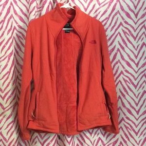 Coral color north face jacket